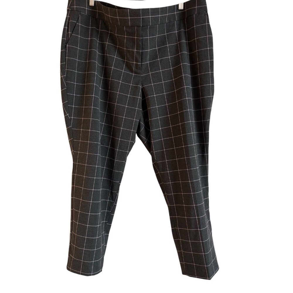 LOFT Plus Marisa Women's‎ Dress Pants Size 20 Plaid Charcoal Pink Career Office